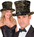 BLACK/GOLD SEQUIN TOP HAT