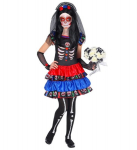 "MUJER DIA DE LOS MUERTOS" (suknelė, rankų &scaron;ildytuvai, galvos apdangalas su &scaron;ydu)