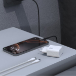 Dudao sieninis įkroviklis A27CEU PD 25W GaN SB-C su USB-C laidu - baltas