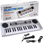 Mini pianinas su mikrofonu vaikams, 37 klavi&scaron;ai, sidabrinis
