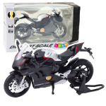 Metalinis sportinio motociklo modelis su &scaron;viesos ir garso efektais V4 1:12, juodas/sidabrinis