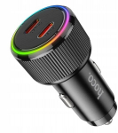 Automobilinis įkroviklis Hoco 2x Usb-c Pd Qc 50w Nz14b juodas