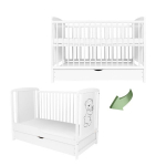 Vaiki&scaron;ka lovytė su stalčiumi ir čiužiniu Iglobal 2-in-1, 120x60 cm, balta