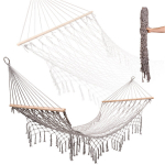 Sodo hamakas Boho tinklinis su kutais 200cm &ndash; pilkas