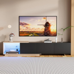 Televizoriaus staliukas su 3 stalčiais ir LED lemputėmis - juodas - 240 &times; 38 &times; 44 cm