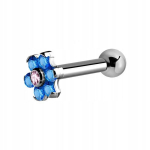 Titano auskaras su mėlynu cirkoniu - 1.2/6 mm