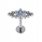 Titano labret su baltu cirkoniu 1.2/6 mm