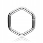 Titaninis Clicker žiedas su &scaron;e&scaron;iakampiu, 1.2/8 mm