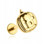 Auksinis titano labret auskaras "helovino moliūgas", 1,2/8 mm
