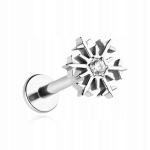 Titano labret auskaras su cirkoniu "sniego pūga", 1.2/8 mm