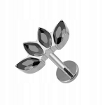 Titano labret auskaras, sidabrinis, juodas 1,2/6 mm