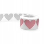 Rožinės &scaron;irdelės 35x30mm, 300 vnt. - nuliojamos etiketės