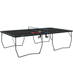 Stalo teniso stalas, sulankstomas, 8 ratai, milteliais dengtas plieninis rėmas, MDF, 274 x 152,5 x 76 cm, juodas
