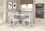 Kampinis virtuvės komplektas Meblocross Craft balta/Eco balta MDF stalas, klasikinis stilius