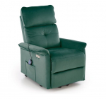 Atlo&scaron;iamas krėslas Halmar SEMIR 2 su elektriniu pakėlimo mechanizmu, masažu, tamsiai žalios spalvos veliūras