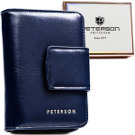 Moteri&scaron;ka tamsiai mėlyna ekologi&scaron;kos odos piniginė su RFID apsauga &bdquo;Peterson&ldquo;