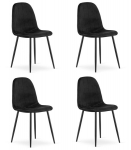 Valgomųjų kėdžių komplektas Leobert PADVA, juodas veliūras, modernus stilius, 4 vnt. komplektas