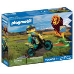 Žaislinis rinkinys Playmobil 72065 bekelės motokroso vairuotojas su motociklu ir &scaron;uolių rampa