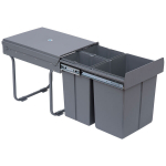I&scaron;traukiamas 40L &scaron;iuk&scaron;lių dėžė spintelėms nuo 400 mm, 1x20L + 2x10L, pilka, virtuvei