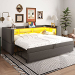 I&scaron;traukiama sofa-lova su LED, lizdais ir lentynomis 90/180x190cm 1 vnt