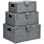 3 dėžių laikymo dėžės su dangčiu, 18L, 12L, 7L, pilka