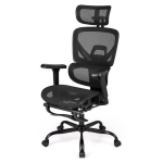 Ergonomi&scaron;kas tinklinės biuro kėdės su kojų atrama, juoda, Ergonomi&scaron;kas tinklinės biuro kėdės su kojų atrama, juoda