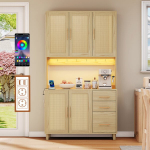 Virtuvės spinta, 183 cm, LED ap&scaron;vietimas, 2 USB, 3 stalčiai