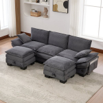 Modulinė sofa, 3 vietų, 260x132 cm, su 2 pufais