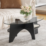 Ovalus stalas, saugus stiklas, MDF, 104,9x60x35,6 cm, 1 vnt