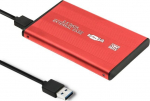 I&scaron;orinio kietojo disko dėklas &bdquo;Qoltec&ldquo; aliuminio korpusas | 2,5 colių SATA3 HDD ir SSD diskų dėklas | USB 3.0 | Raudonas