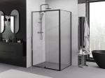 Mexen Exo 160 x 90 cm atveriama du&scaron;o kabina, skaidri, juoda - 819-160-090-70-00