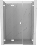 Mexen Lunar-F sulankstomos du&scaron;o durys kairės 135 cm, skaidrios, baltos - 836S-135-050-20-00-L