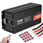 5000 W modifikuotos sinusoidės keitiklis 12 V &rarr; 230 V su LCD ekranu, nuotoliniu pultu, 2 AC lizdais, USB ir Type‑C jungtimis