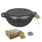 Ketaus WOK / kazanas 8 l su ketaus dangčiu keptuvė T405CP
