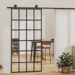 Stumdomos durys, juodos, 102x205cm, ESG stiklas ir aliuminis