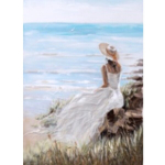 Aliejinė tapyba 90x120cm, moteris paplūdimyje