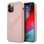 Guess iPhone 12 Pro Max 6,7 GUHCP12LRSAVSRG pink hard Saffiano Vintage Script