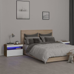 Naktinės spintelės su led, 2 vnt., dūminio ąžuolo, 60 x 35 x 40 cm