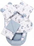 Rinkinys kūdikiui su kokonu Jukki Balloon Travel Blue, 5 vnt.