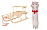 Medinės rogės San-Drew Sanka Kids ir pliu&scaron;inė pagalvė Katė, 50 cm