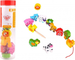 Medinių kaladėlių verimo rinkinys Farm Tooky Toy, TKB510-B, 31x4x4cm