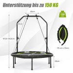 Costway &Oslash;101 cm mini batutas su reguliuojamo auk&scaron;čio rankena ir 2 žalios spalvos atsparumo juostomis
