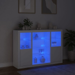 &Scaron;oninės spintelės su LED, 3vnt.，Komoda，indauja, baltos, apdirbta mediena CFE45602