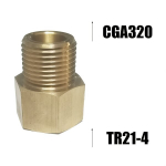 Žalvarinis CO2 reguliatoriaus adapteris W21.8-14 į TR21-4, TR21-4 iki CGA320
