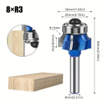 Medienos frezavimo antgalis su guoliu, 8xR3, 8 mm XR3