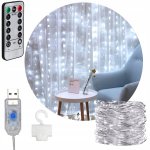 Led lemputės 3x3 užuolaida langų &scaron;ventinė girlianda balta &scaron;alta usb + pultelis