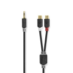Stereo garso kabelis | 3,5 mm vyras - 2x RCA moterys | 0,2 m | Antracito ALPEXE-736