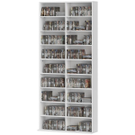 HOMCOM CD DVD Blu-ray lentyna, CD stovas iki 640 CD arba 360 DVD arba 430 Blu-ray diskų, saugykla, knygų lentyna, laikmenų lentyna svetainei 78,5 x 24 x 175 cm, balta, Balta