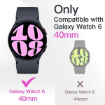 Jetech dėklas su ekrano apsauga, skirtas Samsung Galaxy Watch 6 40 mm, pilnai apsaugantis dėklas, su įmontuotu grūdinto stiklo ekrano apsauga, didelis jautrumas, 2 vnt. (sidabrinis)