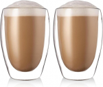 Goedch Latte Macchiato dvigubo stiklo stiklinės: 2 vnt., 450 ml dvigubo stiklo kavos stiklinės i&scaron; borosilikatinio stiklo, izoliuoti kavos puodeliai, kapučino, &scaron;altos kavos puodeliai kapučinui, latte, arbatai